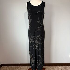 Vintage TEDDI Dresses Black Floral Maxi Dress Size M